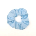 Light blue satin scrunchie with a soft silk-like texture and elastic pleated design - Light Blue