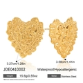 Detailansicht der herzförmigen Ohrringe mit Reliefdekor und Größenangaben - Herz Florales Relief Stil (JDE0410002) / Gold