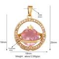Gold plated pendant featuring pink gemstone and white zircon border with dimensions - Pink/Star Planet