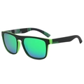 Polarized sports sunglasses with matte black and neon green frame with green mirror lenses - Black Green Frame Green Mirrored Lens / Patterned Temple