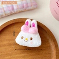 Cute white plush bunny hair clip with pink bow and embroidered details, size 5x6cm - 1# Plush Rabbit Hair Clip