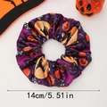 Chouchou d'Halloween violet avec motifs citrouilles et sorcières, diamètre de 14 cm - Mélange d'Halloween Violet