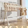 Foldable beige aluminum drying rack, adjustable 150-250cm length for heavy quilts - 1.5-2.5m Telescopic & Liftable Selected with Drying Net / Cream
