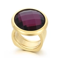 Chunky gold cocktail ring featuring a large round faceted purple stone centerpiece - US 6 / Golden Amethyst Style (KR107537-K)