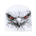 White knit eagle beanie with detailed jacquard graphic for men and women winter fashion - White