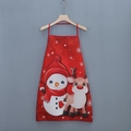 Weihnachtsschürze in Rot mit festlichem Motiv aus Cartoon-Schneemann und Rentier-Druck - Roter Schneemann und Rentier Muster (A款)