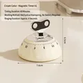 Magnetic cream mechanical timer with chrome knob for kitchen and home use - Mechanical Timer (No Battery Required) / 1 Piece / Retro Cream