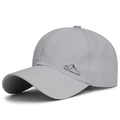 Light grey quick-dry baseball cap with breathable laser-cut mesh and peak print - Light Gray