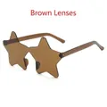 Fashionable rimless star shaped sunglasses with stylish tea brown tinted lenses - Brown