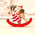 Wooden rocking Christmas decoration featuring Santa on reindeer with a striped scarf - Santa Claus / Large