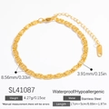 Pulsera minimalista de acero inoxidable chapado en oro de 18k con eslabones SL41087 - Oro de 18k / Estilo de Eslabón Ovalado Hueco (SL41087)