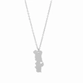 Silver Portugal city map necklace with heart cutout made of durable stainless steel - Portugal - Silver