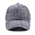 Autumn winter grey plaid baseball cap made of wool blend fabric with curved brim - Light Grey Plaid