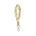 Handmade woven daisy flower lanyard with yellow petals and golden lobster clasp - Type A Light Yellow + Dusty Green + Cream White