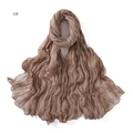 Detail of coffee brown breathable scarf featuring twisted crinkle texture and sheer fabric - 6# Camel