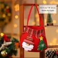 Bolsa de fieltro de Navidad Papá Noel 15x18cm tamaño ideal para una manzana - Bolso de mano colorido de tela cepillada [Papá Noel]