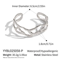 Detailed size chart of a silver hollow irregular stainless steel cuff bangle for women - Silver (YYBL025058-P)