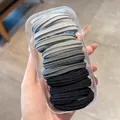 Elastic hair tie set in black and grey gradient shades in a clear storage box - 10 Pieces in Box / 7# Gray Series Horizontal Stripe