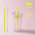 Single-layer 450ml Tritan straw cup set with yellow straw and 304 stainless steel brush - 450ml / Neon Yellow