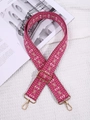 Ethnic rose red geometric woven wide shoulder strap with golden metal swivel hooks - Pink