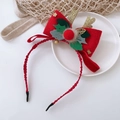 Weihnachts-Rentier-Haarreif mit roter Schleife, goldenem Glitzer und kleinen Glocken-Details - Schleife Glocke Stil / Rot