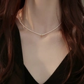 Delicate freshwater baby pearl choker necklace with a central gold bead for women - 925 Silver / 4mm Artificial Pearl With Bead