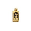 18K gold plated tarot Knight of Cups pendant with black enamel and crystals - Gold-Knight of Cups