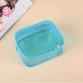 Neceser rectangular de PVC azul transparente con cremallera y ribetes a juego - Color liso / Azul