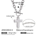 Specifiche dettagliate per collana con croce in acciaio inossidabile di 42cm di lunghezza - Collana a catena spessa con croce e chiusura a levetta argento (JDN0108016-S) / Argento