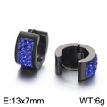 Fashionable black titanium earrings with sparkling blue zircons and dimensional data - Black-Blue Stone (KE108269-TGD)