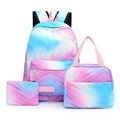 Three-piece school backpack set featuring pink and blue tie-dye gradient pattern - Dreamy Tie Dye Gradient (11)