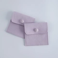 Purple velvet jewelry pouch with snap button flap closure for rings and accessories - Light Purple