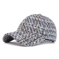 Gorra de béisbol para mujer en tweed azul y amarillo con corona estructurada clásica - Azul
