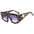 Fashionable oversized square tortoiseshell sunglasses with purple gradient lenses - Tortoise Frame Double Grey Lens