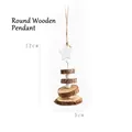 Pendentif de Noël en bois naturel avec tranches étagées et décoration étoile blanche - Rond Naturel