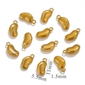 Golden bean-shaped stainless steel DIY jewelry pendant measuring 11x5.5mm with 1.5mm hole - Bean / Gold
