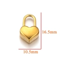 Golden heart-shaped lock pendant in stainless steel with 16.5mm x 10.5mm dimensions - Small Heart Lock-5 / Gold