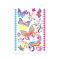 Waterproof temporary tattoo sheet QMYG12 with colorful butterflies and heart patterns - Fluorescent QMYG-012
