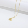Golden necklace with a heart-shaped pendant paved in sparkling clear zircons - Gold Full Zirconia Heart