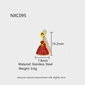 Macro view of a 14.2mm red enamel pumpkin charm in stainless steel for DIY jewelry - NXC095-Red Money Bag