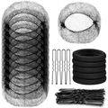 Hair styling tool set including black hair nets, elastic bands, and U-shaped hair clips - Black 65-Piece Set / Black