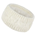 Winter chunky cable knit headband for women featuring white fleece lining and ear protection - White