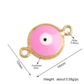 Turks boze oog sieraad connector met roze en wit email en 10x16mm vergulde omlijsting - Roze L371821-Pink