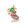 Macro detail of a grape-shaped stud earring with purple and green cubic zirconia - Grapes