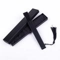 Classic black lacquer folding fan with matching tassel and elegant gift box packaging - Solid Black Fabric Fan Sleeve