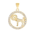 Golden Aries zodiac pendant with sparkling cubic zirconia stones on white background - Pendant Only / Aries