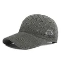 Breathable grey knit mesh baseball cap with curved brim for sun protection and outdoor leisure - Adjustable / Gray