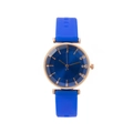 Orologio quarzo donna con cassa oro rosa, quadrante strass blu e cinturino silicone - Blu