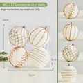 Set di quattro palline di Natale oro champagne con motivi geometrici glitterati - Palline geometriche oro champagne