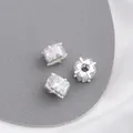Exquisite 14K gold plated wheel spacer beads with micro-pave cubic zirconia for DIY jewelry - Style 17 / 11x7.5mm / Thick Silver